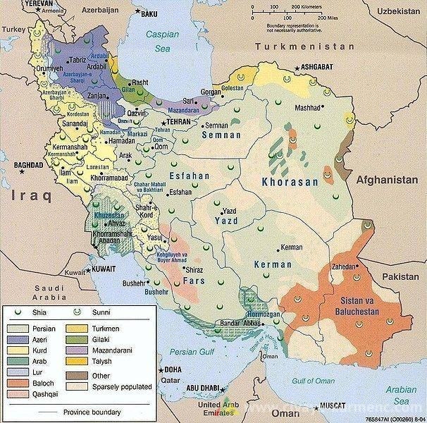 İran'daki Eyaletlerdeki Milletlerin Nüfus Dağılımı